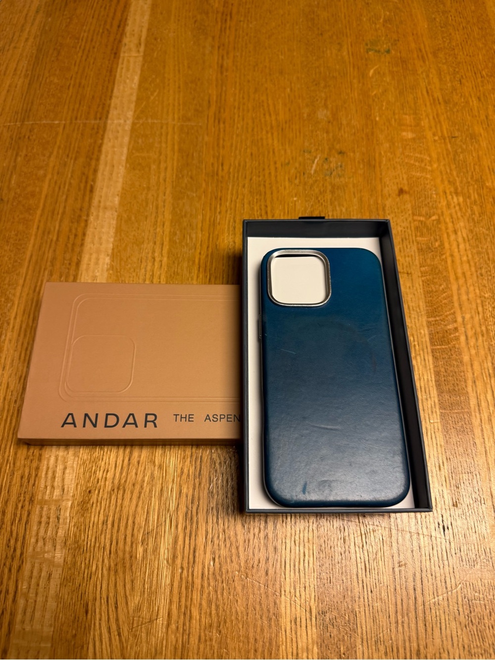 Aspen iPhone 14 Pro Max, genuine Leather Phone Case - Teal Blue